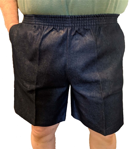 elastic denim shorts mens